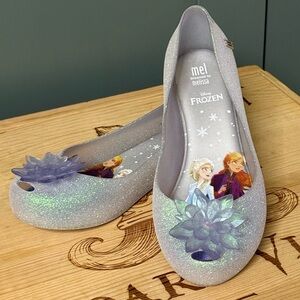 Mini Melissa Ultragirl Frozen Ballerina Flats Kids Size 2 Next to New Condition